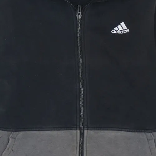 Adidas Black Grey Hoodie Men's Small Full Zip Three Stripes Embroidered Logo Sweatshirt sold by Vintage Club product image thumbnail 4