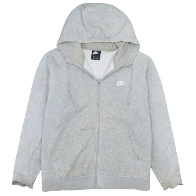 Nike Grey Full Zip Hoodie Men's XLarge Embroidered Swoosh Logo Kangaroo Pockets Sweatshirt sold by Vintage Club