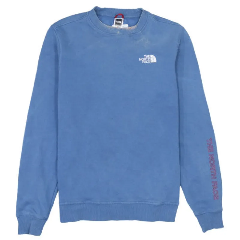The North Face Blue Sweatshirt Men's Small Embroidered Chest Logo Sleeve Print Pullover made by The North Face