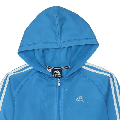 Adidas Blue Full Zip Hoodie Women’s XLarge Three Stripe Sleeves Embroidered Logo Sweatshirt sold by Vintage Club product image thumbnail 3
