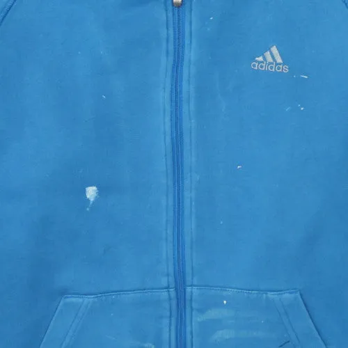 Adidas Blue Full Zip Hoodie Women’s XLarge Three Stripe Sleeves Embroidered Logo Sweatshirt sold by Vintage Club product image thumbnail 4