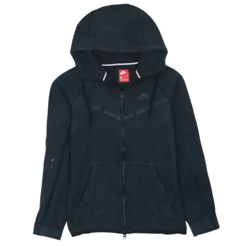 Nike Black Full Zip Hoodie Men’s XSmall Embroidered Swoosh Drawstring Hood Kangaroo Pockets Sweatshirt sold by Vintage Club