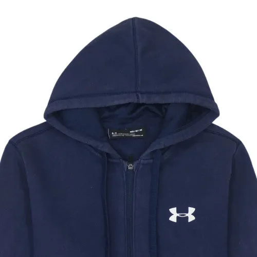 Under Armour Navy Blue Full Zip Hoodie Men’s Medium Embroidered Logo Kangaroo Pockets Fleece Sweatshirt sold by Vintage Club product image thumbnail 3