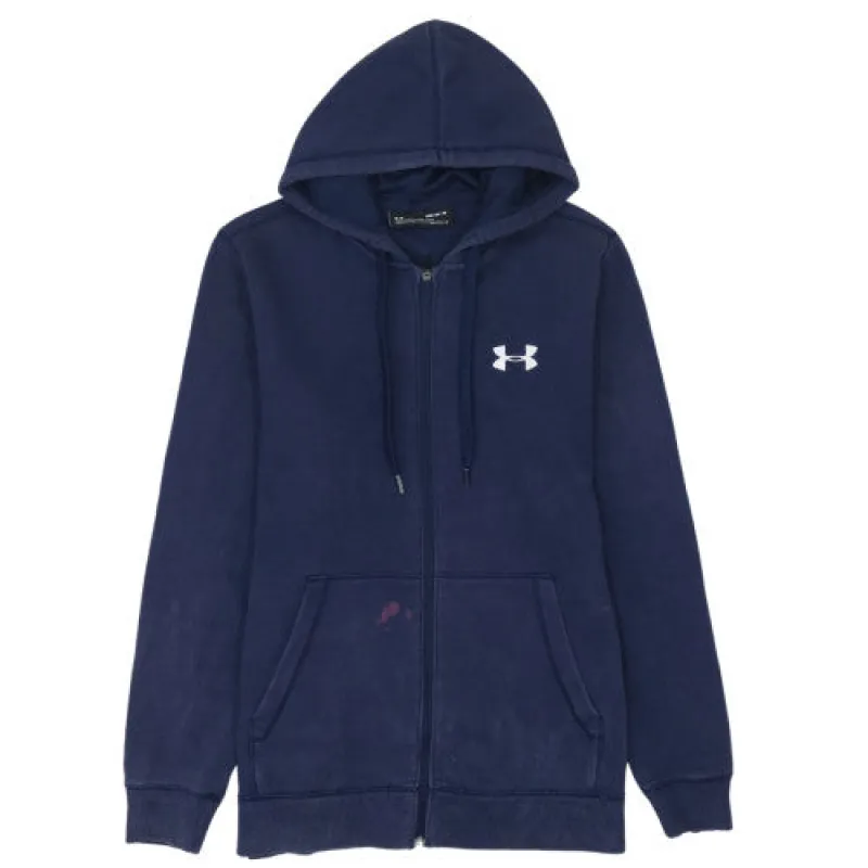 Under Armour Navy Blue Full Zip Hoodie Men’s Medium Embroidered Logo Kangaroo Pockets Fleece Sweatshirt made by Vintage Club