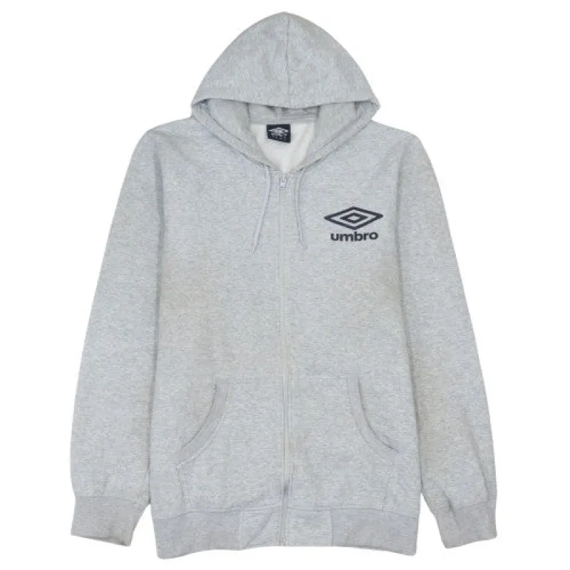 Umbro Light Grey Zip Hoodie Men's XLarge Printed Logo Kangaroo Pockets Sweatshirt sold by Vintage Club