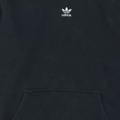 Adidas Faded Black Hoodie Women’s Small Trefoil Embroidered Logo Kangaroo Pocket Pullover Sweatshirt sold by Vintage Club product image thumbnail 4