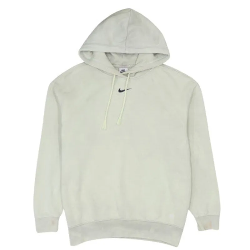 Nike Beige Cream Hoodie Men’s Small Embroidered Swoosh Minimal Logo Pullover Sweatshirt made by Nike