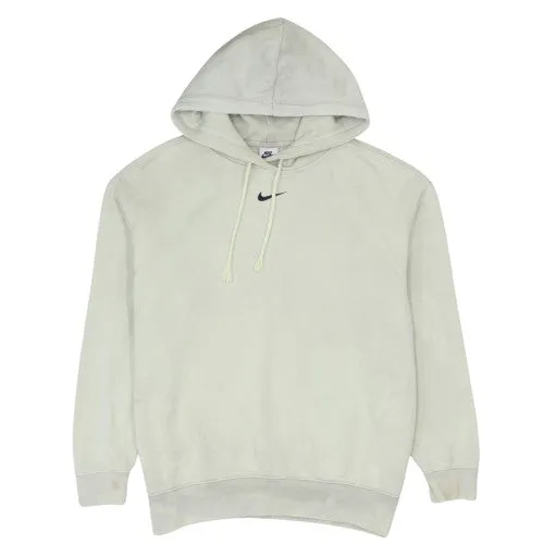 Nike Beige Cream Hoodie Men’s Small Embroidered Swoosh Minimal Logo Pullover Sweatshirt sold by Vintage Club