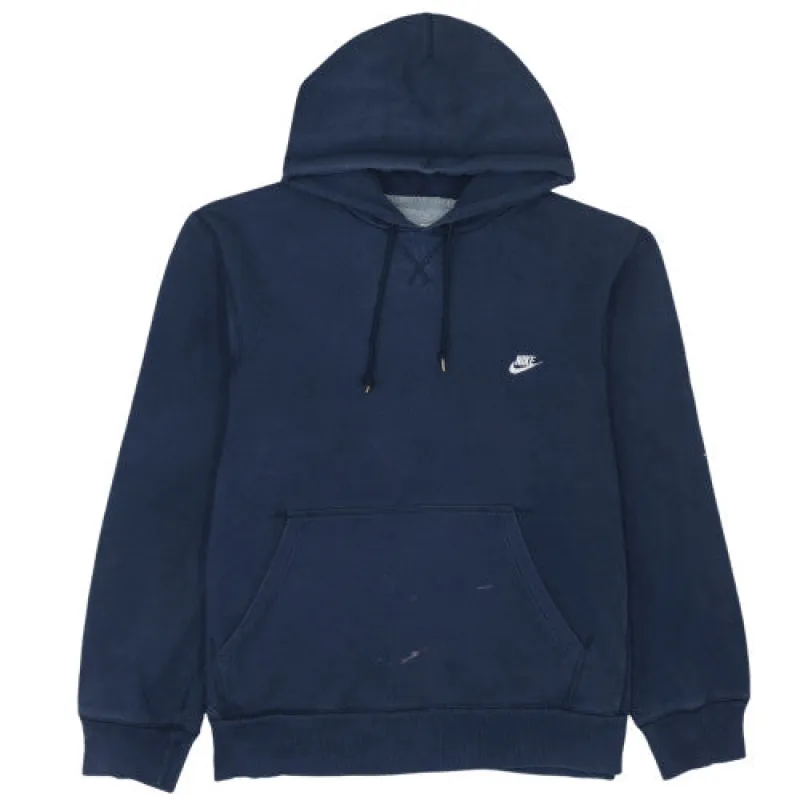 Nike Navy Blue Hoodie Men’s XLarge Embroidered Swoosh Logo Kangaroo Pocket Pullover Sweatshirt sold by Vintage Club