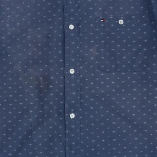 Tommy Hilfiger Navy Blue Short Sleeve Shirt Men’s XLarge All Over Print Button Up Casual Top sold by Vintage Club product image thumbnail 4