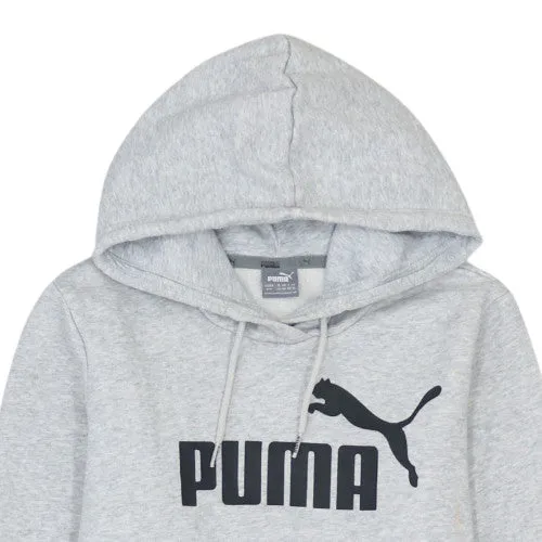 Puma Light Grey Hoodie Women’s Small Printed Logo Kangaroo Pocket Pullover Sweatshirt sold by Vintage Club product image thumbnail 3