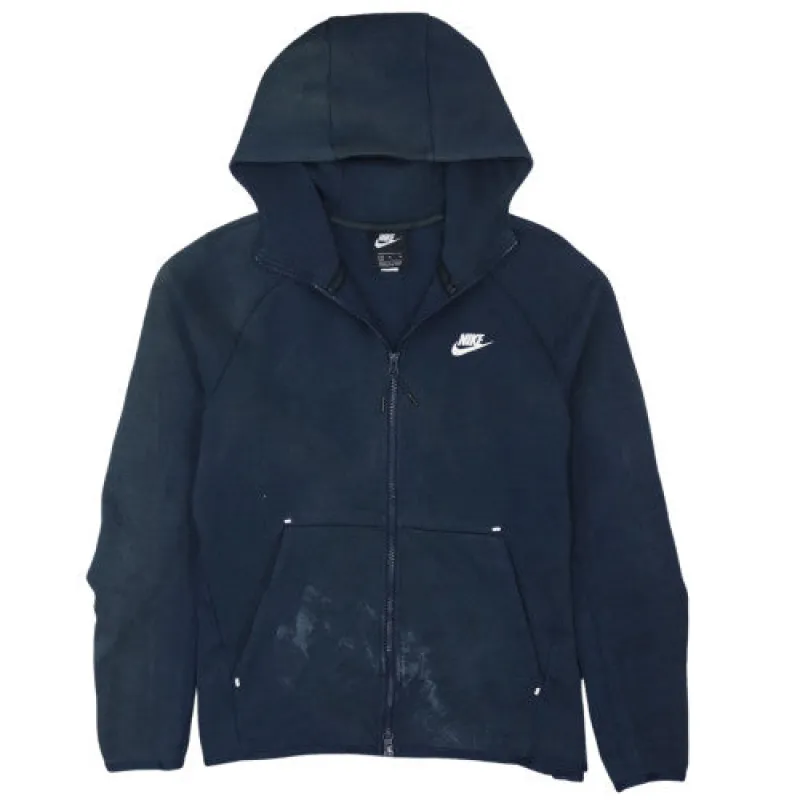 Nike Navy Blue Full Zip Hoodie Men’s Medium Embroidered Swoosh Kangaroo Pockets Sweatshirt sold by Vintage Club