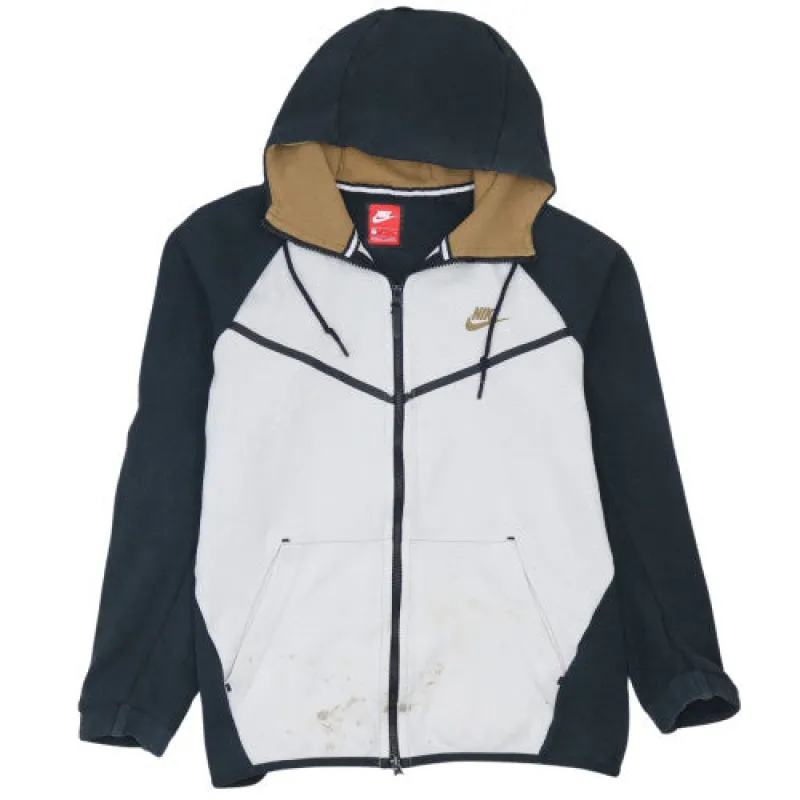 Nike Black White Full Zip Hoodie Men’s Medium Embroidered Swoosh Colour Block Pockets Sweatshirt made by Nike
