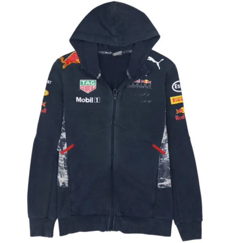 Puma Navy Blue Full Zip Hoodie Men’s Medium Red Bull Racing Printed Logos F1 Sweatshirt sold by Vintage Club