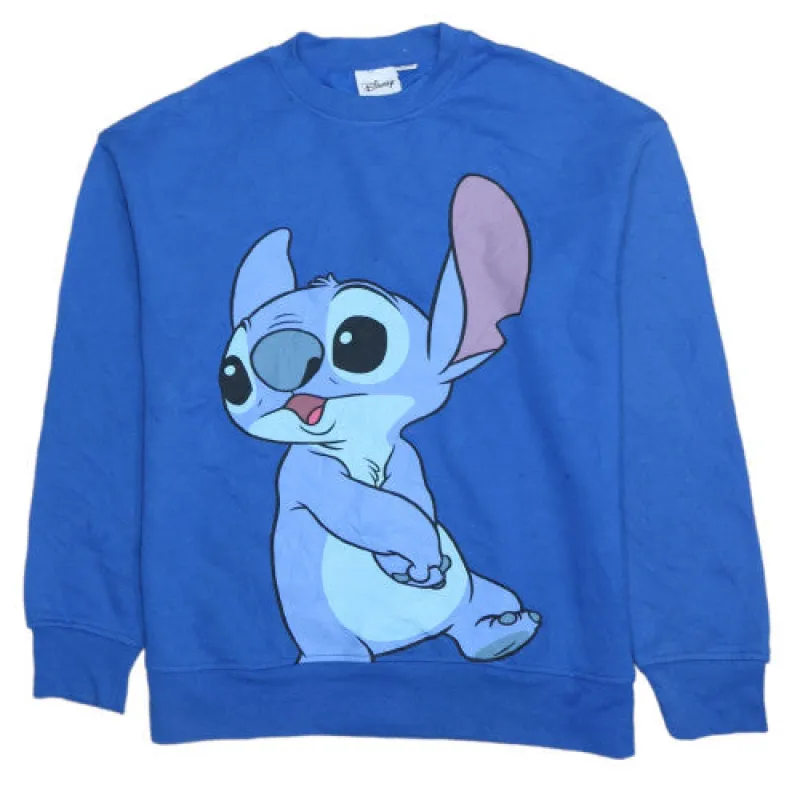 Disney Blue Sweatshirt Women's XSmall Printed Stitch Graphic Crewneck Pullover Fleece Top sold by Vintage Club