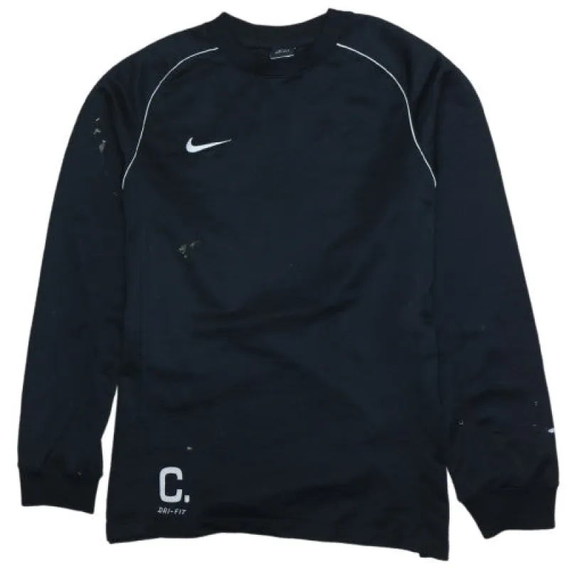 Nike Black Dri-Fit Sweatshirt Men's Medium Printed Logos Raglan Long Sleeve Training Top sold by Vintage Club