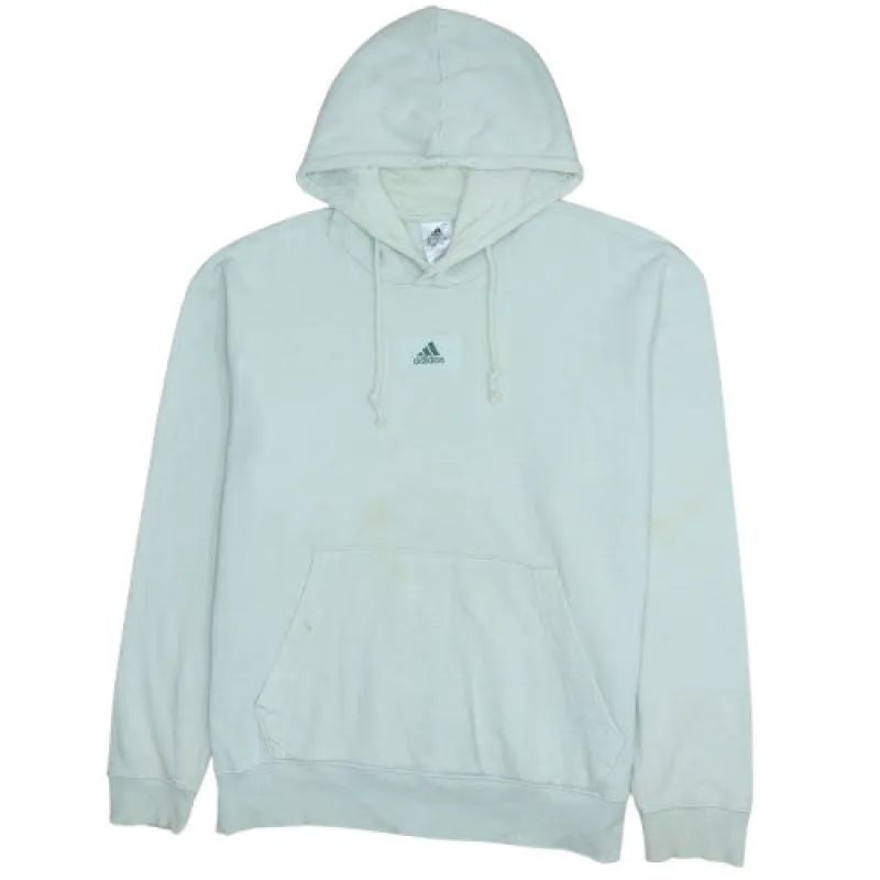 Adidas Pale Green Hoodie Men's Medium Embroidered Logo Kangaroo Pocket Fleece Pullover Sweatshirt sold by Vintage Club