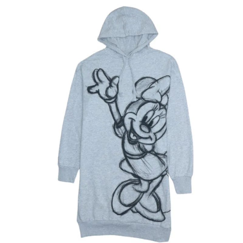 Disney Grey Hoodie Dress Men's Small Minnie Mouse Printed Graphic Longline Sweatshirt sold by Vintage Club