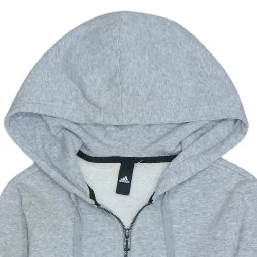 Adidas Light Grey Full Zip Hoodie Men’s Small Sleeve Logo Drawstring Hood Casual Sweatshirt sold by Vintage Club product image thumbnail 3