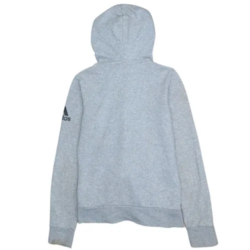 Adidas Light Grey Full Zip Hoodie Men’s Small Sleeve Logo Drawstring Hood Casual Sweatshirt sold by Vintage Club product image thumbnail 2