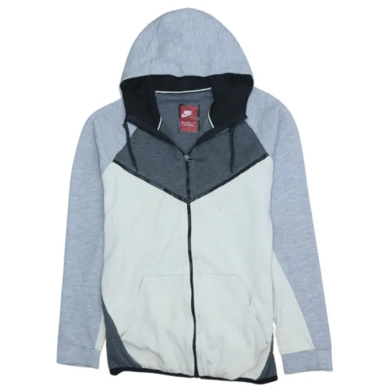 Nike Grey Colour Block Full Zip Hoodie Men's Small Drawstring Hood Split Kangaroo Pocket Sweatshirt made by Nike