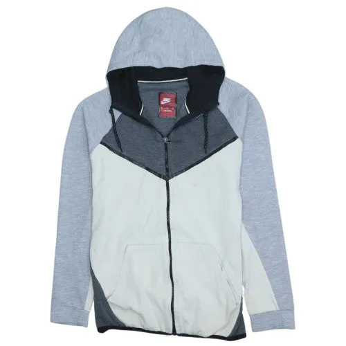 Nike Grey Colour Block Full Zip Hoodie Men's Small Drawstring Hood Split Kangaroo Pocket Sweatshirt sold by Vintage Club