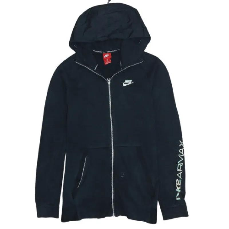 Nike Black Full Zip Hoodie Men’s Small Air Max Sleeve Print Embroidered Swoosh Sweatshirt made by Nike