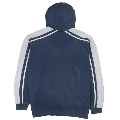 Nike Navy Blue Hoodie Men’s XLarge Printed Swoosh Logo Kangaroo Pocket Stripe Sleeves Sweatshirt sold by Vintage Club product image thumbnail 2