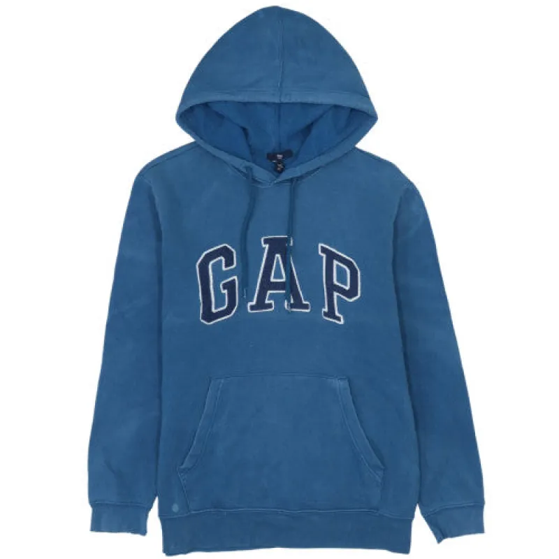 Gap Blue Pullover Hoodie Men's Small Embroidered Logo Kangaroo Pocket Faded Sweatshirt sold by Vintage Club
