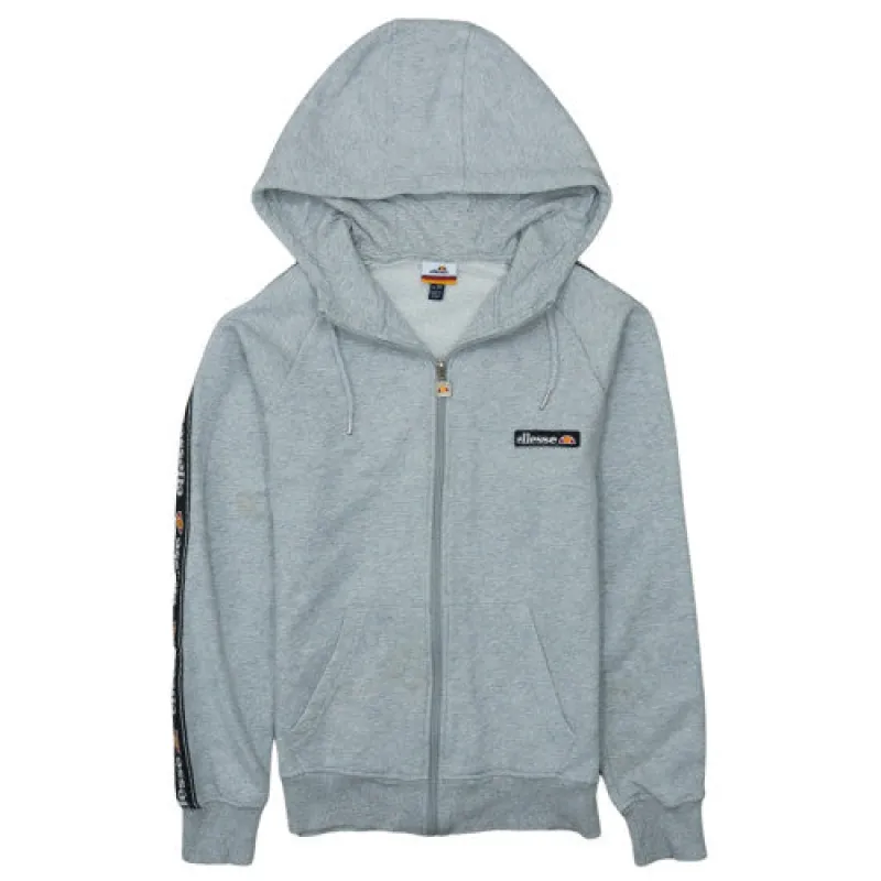Ellesse Grey Full Zip Hoodie Men's XSmall Tape Sleeve Embroidered Chest Logo Sweatshirt sold by Vintage Club