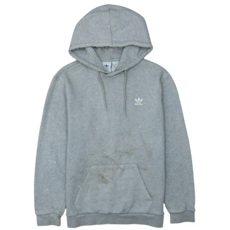 Adidas Grey Hoodie Men's Medium Trefoil Logo Kangaroo Pocket Pullover Sweatshirt sold by Vintage Club