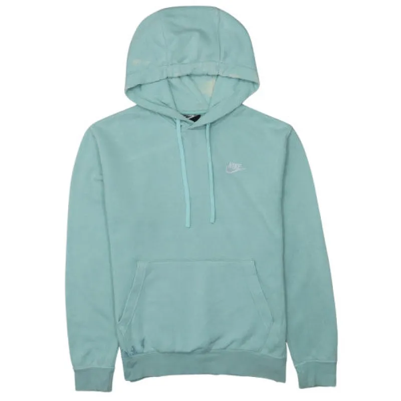 Nike Aqua Blue Hoodie Men’s Small Embroidered Swoosh Logo Kangaroo Pocket Pullover Sweatshirt sold by Vintage Club