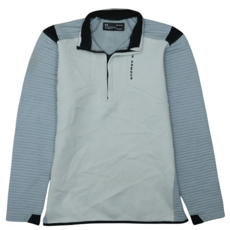 Under Armour Light Grey Quarter Zip Sweatshirt Men's Medium ColdGear Golf Pullover Top made by Under Armour