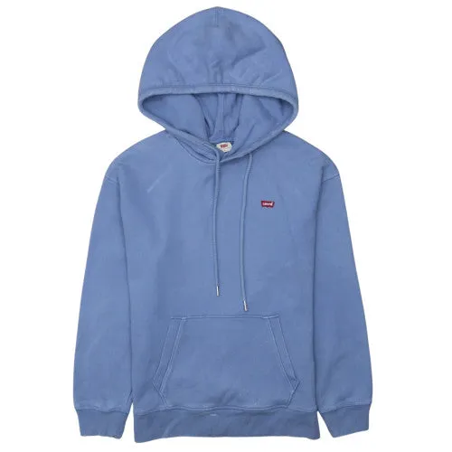 Levi's Light Blue Hoodie Men's Small Embroidered Chest Logo Kangaroo Pocket Pullover Sweatshirt sold by Vintage Club