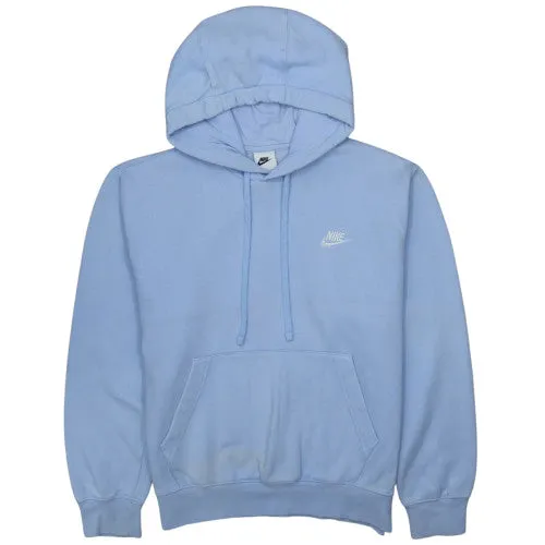 Nike Light Blue Hoodie Men's Small Embroidered Swoosh Logo Kangaroo Pocket Pullover Sweatshirt sold by Vintage Club