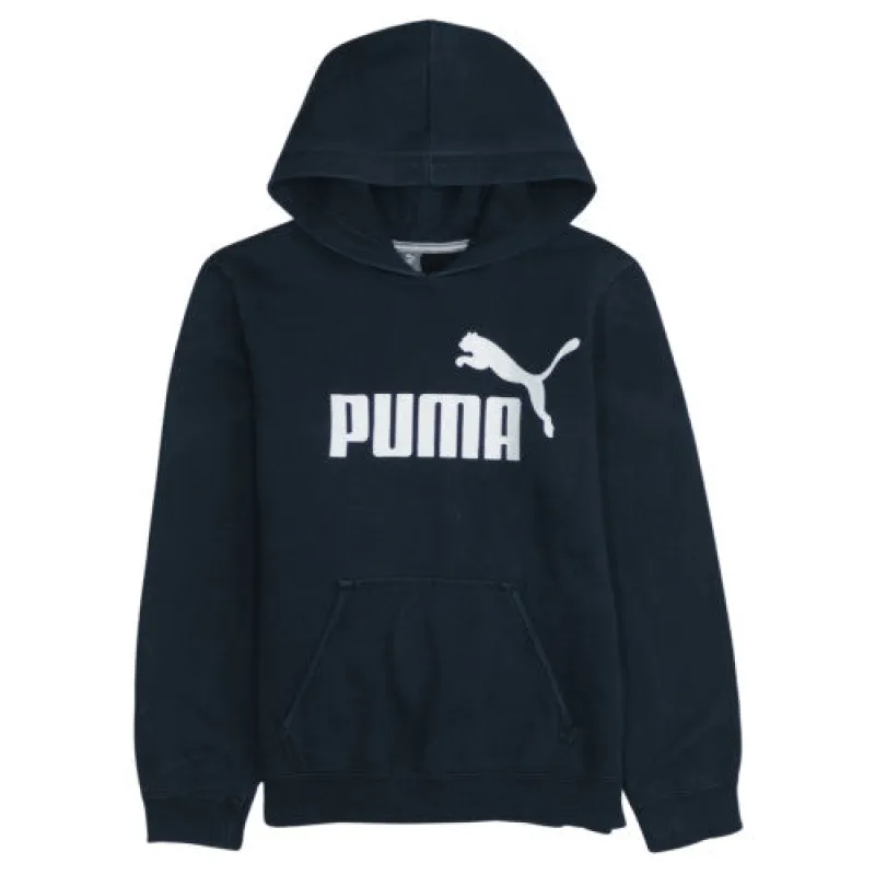 Puma Black Hoodie Women’s XLarge Printed Logo Kangaroo Pocket Pullover Sweatshirt sold by Vintage Club