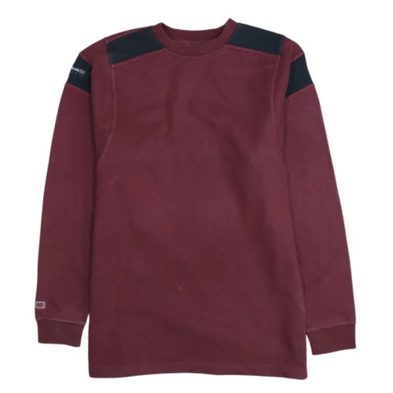Reebok Burgundy Red Sweatshirt Men's Medium Shoulder Panels Logo Crewneck Pullover Top made by Reebok