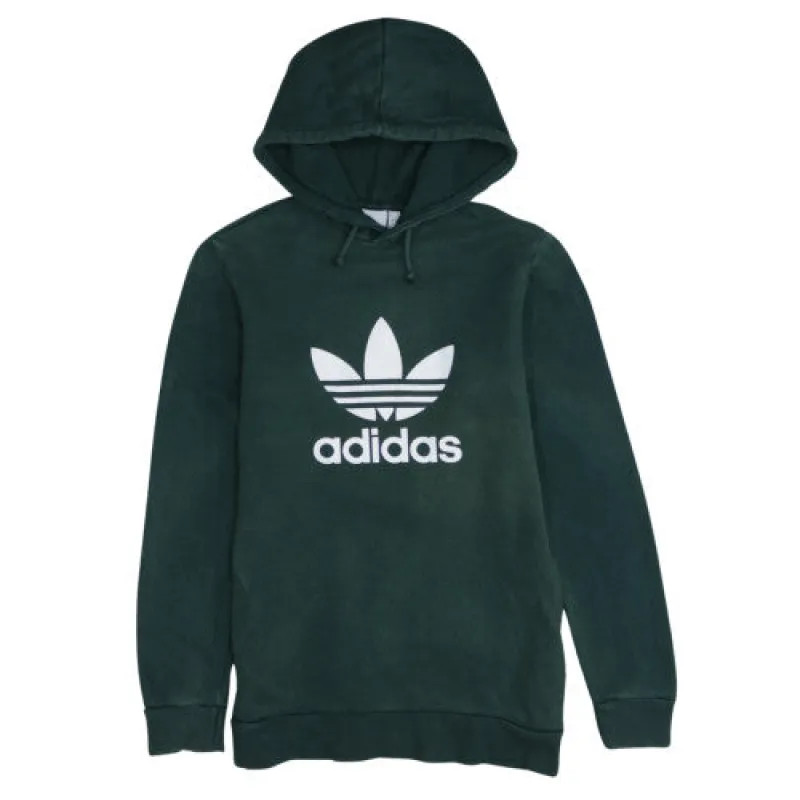 Adidas Dark Green Hoodie Men’s XSmall Printed Trefoil Logo Pullover Hooded Sweatshirt sold by Vintage Club