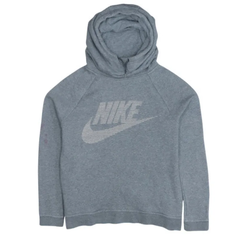 Nike Grey Hoodie Men's Small Printed Logo High Neck Pullover Hooded Sweatshirt sold by Vintage Club