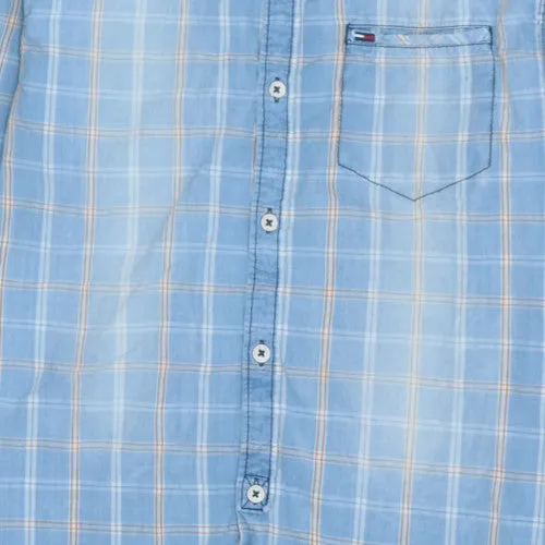 Tommy Hilfiger Light Blue Check Shirt Men's Small Hilfiger Denim Logo Long Sleeve Casual Top sold by Vintage Club product image thumbnail 4
