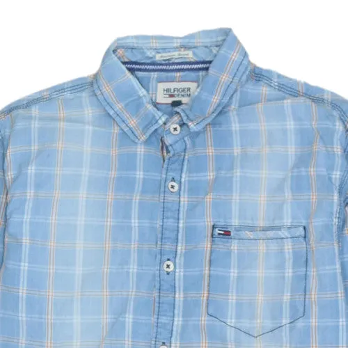 Tommy Hilfiger Light Blue Check Shirt Men's Small Hilfiger Denim Logo Long Sleeve Casual Top sold by Vintage Club product image thumbnail 3