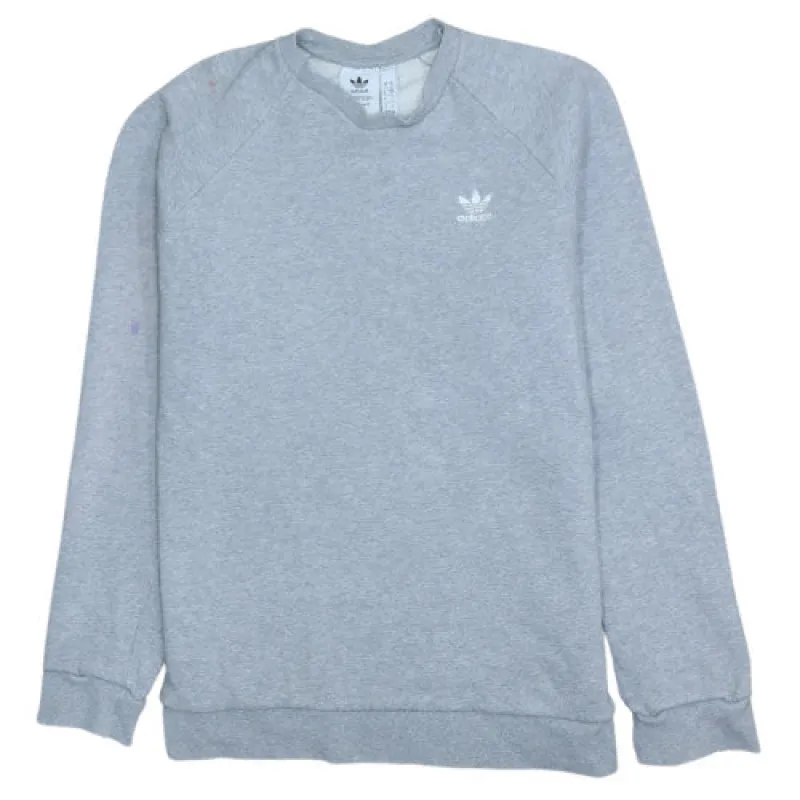 Adidas Light Grey Sweatshirt Men's Small Trefoil Embroidered Logo Crewneck Fleece Pullover sold by Vintage Club