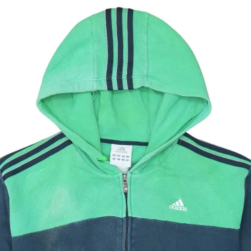 Adidas Green Navy Full Zip Hoodie Men's XLarge Embroidered Logo Three Stripe Hood Pockets Sweatshirt sold by Vintage Club product image thumbnail 3