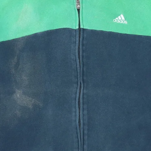 Adidas Green Navy Full Zip Hoodie Men's XLarge Embroidered Logo Three Stripe Hood Pockets Sweatshirt sold by Vintage Club product image thumbnail 4