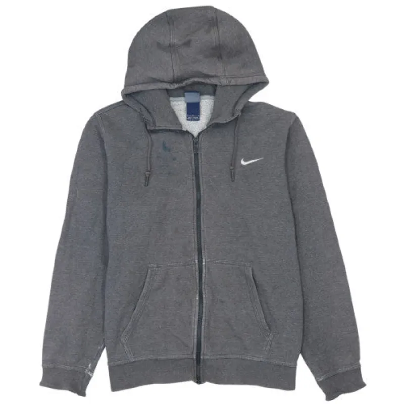 Nike Dark Grey Full Zip Hoodie Men's Large Embroidered Swoosh Kangaroo Pockets Fleece Sweatshirt sold by Vintage Club