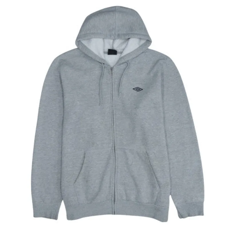 Umbro Grey Zip Hoodie Men's XXLarge Small Logo Fleece Lined Kangaroo Pockets Sweatshirt sold by Vintage Club