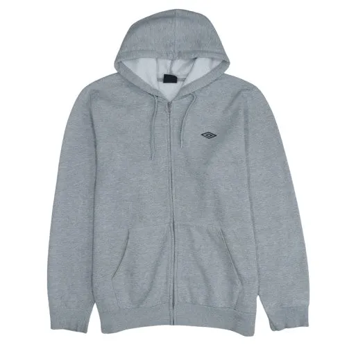 Umbro Grey Zip Hoodie Men's XXLarge Small Logo Fleece Lined Kangaroo Pockets Sweatshirt sold by Vintage Club
