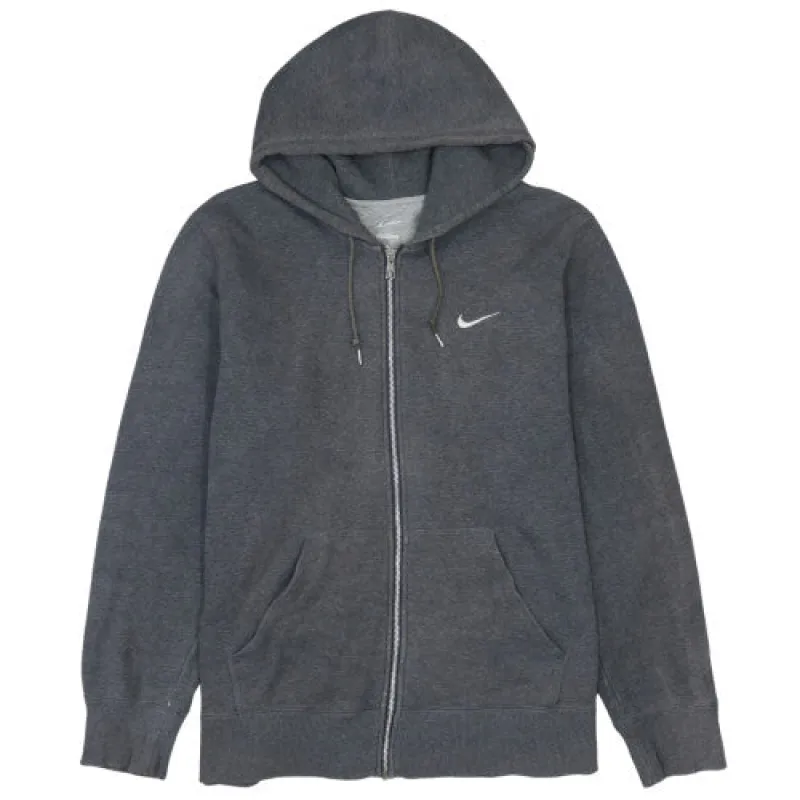 Nike Charcoal Grey Full Zip Hoodie Men's XLarge Embroidered Swoosh Kangaroo Pockets Sweatshirt made by Nike