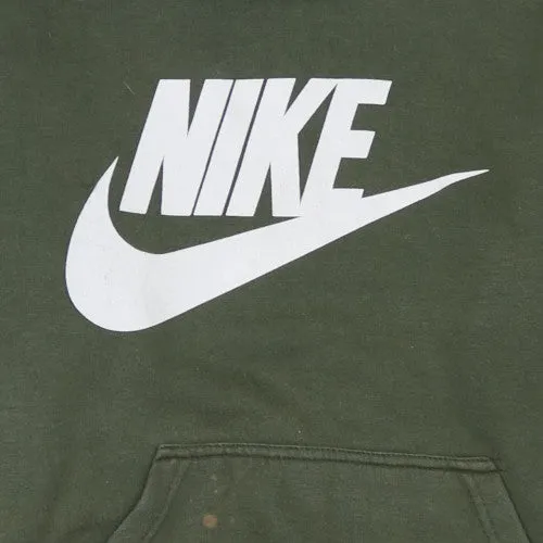 Nike Khaki Green Hoodie Men's Medium Big Printed Logo Kangaroo Pocket Pullover Sweatshirt sold by Vintage Club product image thumbnail 4