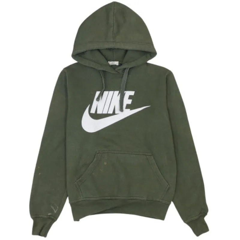 Nike Khaki Green Hoodie Men's Medium Big Printed Logo Kangaroo Pocket Pullover Sweatshirt made by Nike